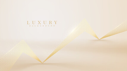 Glittering golden wavy lines, Luxury style minimal background, 3d vector illustration.