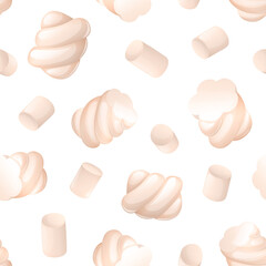 Seamless pattern with two types of marshmallow