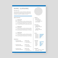Resume template. Professional resume template design. Template design. Vector illustration.