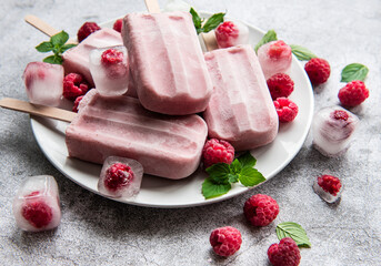Homemade raspberry ice cream