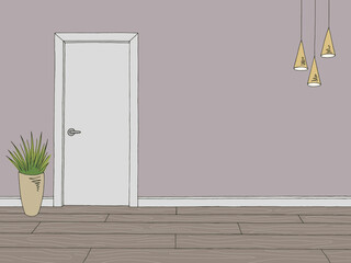 Room graphic color empty home interior sketch illustration vector 