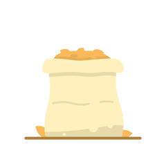 illustration of a sack containing dry leaves. autumn leaves. flat cartoon style. vector element design