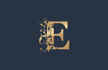 Initial Typography  Linked Artistic Marble Paint Gold Shape Logo