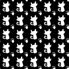 seamless pattern of cute cat shape