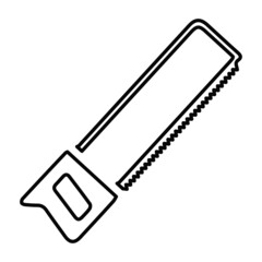 Icon a hacksaw. Handmade carpenter's tool for cutting various materials. Vector illustration isolated on a white background for design and web.