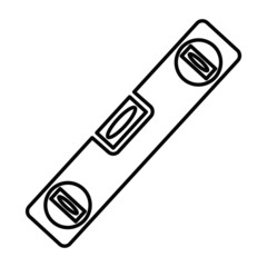 Icon level, spirit level. The measuring instrument is of a rectangular shape defined therein a transparent flask filled with liquid. Architectural construction. Vector illustration isolated.