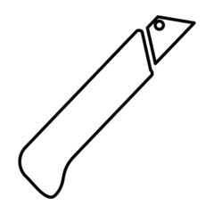 Office knife icon. Cutting and pricking tools for cutting paper and other materials. Vector illustration isolated on a white background for design and web.