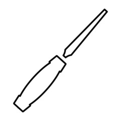 Chisel icon. Carpenter's or joiner's manual cutting tool for wood work. Vector illustration isolated on a white background for design and web.