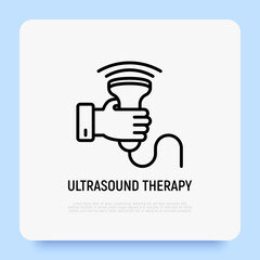Ultrasound therapy, physiotherapy thin line icon. Modern vector illustration.
