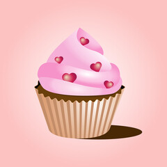 Vector drawing of a delicious cupcake for the holiday