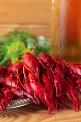 Boiled crayfish with cold beer.
