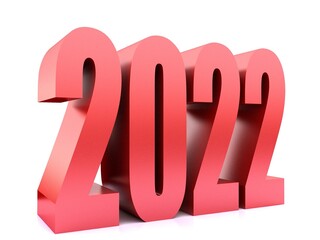 New Year 2022  ,3d rendering on white background