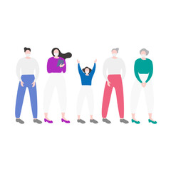 家族／人物のフラットなマスク姿のイラストベクター素材	