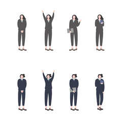 就活／ビジネスウーマン／新卒社会人／女性実業家のスーツ姿女性のイラストイメージ