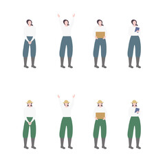  農業／畜産業／漁業／漁師／農家の産業従事者スタッフイラスト女性イメージ