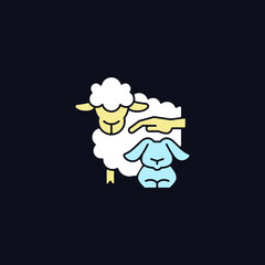 Petting zoo RGB color icon for dark theme. Interactive zoo for kids. Domesticated animals. Isolated vector illustration on night mode background. Simple filled line drawing on black
