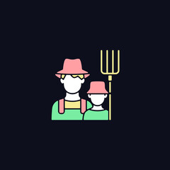 Subsistence farming RGB color icon for dark theme. Produce goods for family. Domestic food production. Isolated vector illustration on night mode background. Simple filled line drawing on black