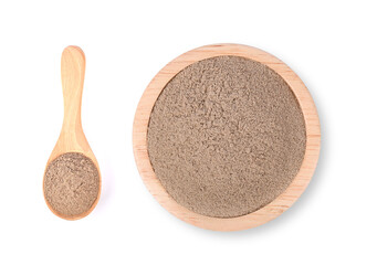 Houjicha Hojicha tea powder isolated on white. Top view