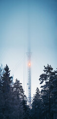 Radio tower in the fog