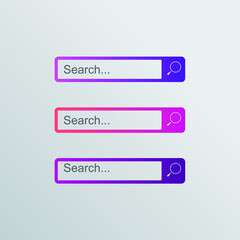 Obraz premium Search bar box button vector element, flat design. Vector illustration bar with colorful gradient or color transition for your brilliant set of search boxes ui template, ux design, web button and more