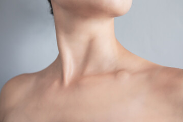 Swollen supraclavicular node. Lump on the clavicle. Fluid-filled lump associated with a tumor or a...