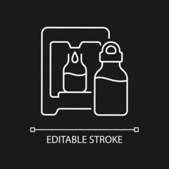 Self service water refill station white linear icon for dark theme. Vending machine. Thin line customizable illustration. Isolated vector contour symbol for night mode. Editable stroke