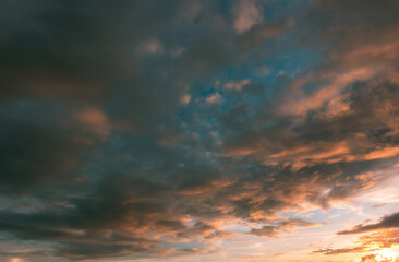 Naklejka na ściany i meble Dramatic twilight sky and cloud sunset background