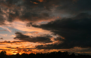 Dramatic twilight sky and cloud sunset background