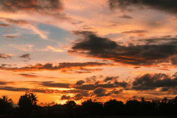 Dramatic twilight sky and cloud sunset background