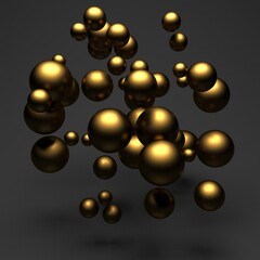 Golden polish spheres ballc design background