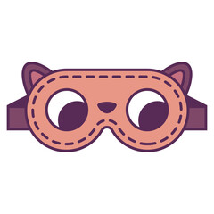 Cute cat sleeping mask vector cartoon illustration isolated on a white background.