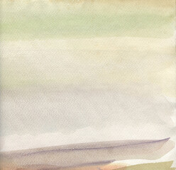 Watercolor paper texture. Foggy sunrise. Pale dusty mood for background