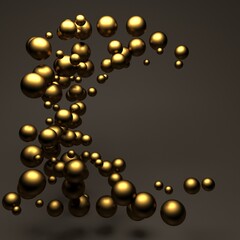 Golden polish spheres ballc design background