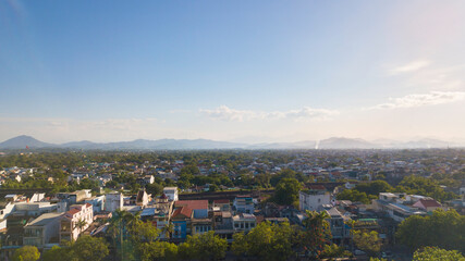 Fototapeta premium city, landscape, village, mountain, river, building, pagoda, church, field, park, school, market, lagoon, citadel, bridge, museum, hill, pass, beach, calm, hotel, lake, water, sky, nature, clouds