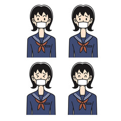 Fototapeta premium マスクをした女子高生の色々な表情
