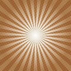 Brown Sunburst Pattern Background. Sunburst with rays background. Vector illustration. Brown radial background. Halftone background.	
