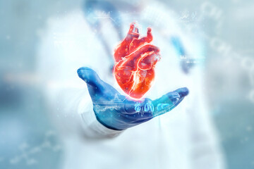 The doctor looks at the Heart hologram, checks the test result on the virtual interface, and...