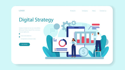 Public relations strategy web banner or landing page. Commercial brand