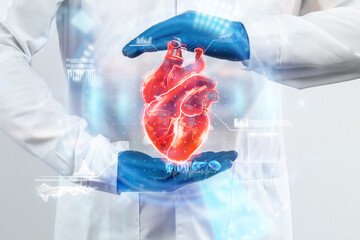 The doctor looks at the Heart hologram, checks the test result on the virtual interface, and...