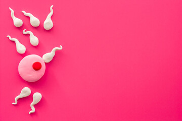 Female ovum and sperm made of plasticine. Pregnancy concept