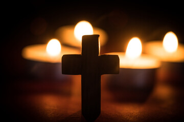 Candles. and Wooden Cross.