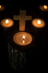 Candles. and Wooden Cross.