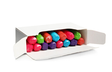 Box of tampons isolated on white. Menstrual hygienic product