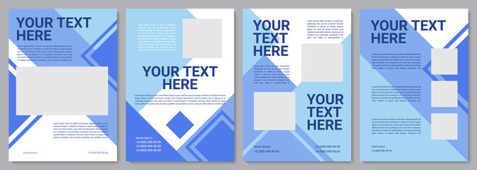 Blue advertising brochure template. Business service. Flyer, booklet, leaflet print, cover design with copy space. Your text here. Vector layouts for magazines, annual reports, advertising posters