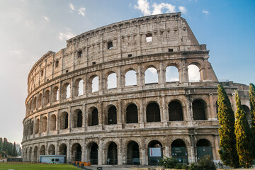 Fototapeta na wymiar Colosseum in Rome, Italy during sunrise. Rome architecture and landmark