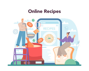 Chicken soup online service or platform. Tasty meal ingredients