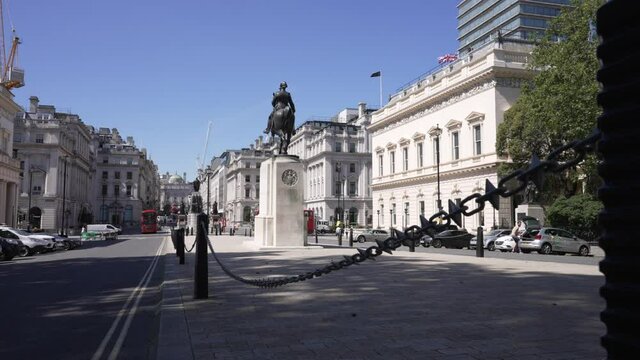 Buildings and statues on Waterloo Place, London