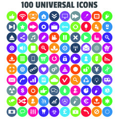 100 Universal Icons. Simplus series. Each icon is a single object compound path