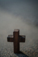 Pain marks and. Wooden Cross.