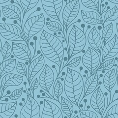 Blue seamless background with laurel tree branches